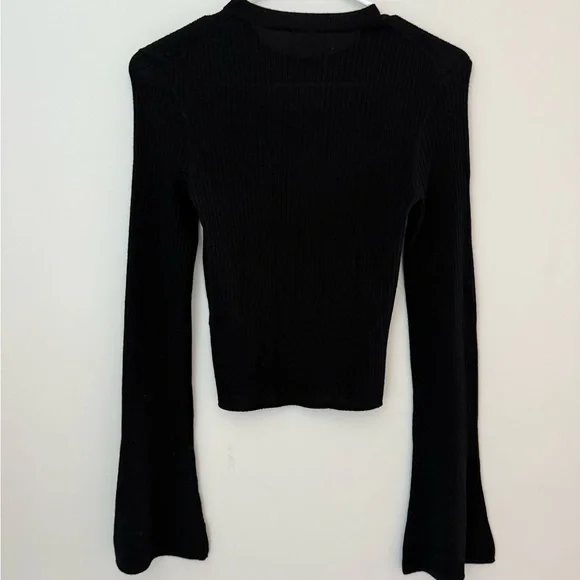 From Future Y2K 100% Wool Black Ribbed Sweater With Heart Cut Out NWT - Picture 2 of 5